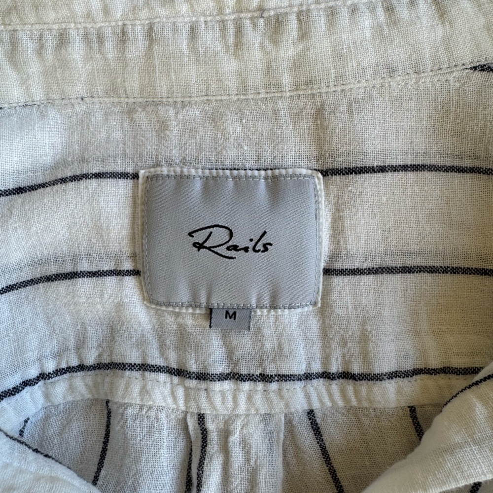 Rails Charli White/Ink Stripe Linen Blend Button-up Shirt for Ladies - Picture 5 of 6